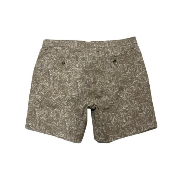 SLATE & STONE Men's Khaki Palm Print 7" Cotton Twill Short 36 - Picture 3 of 9